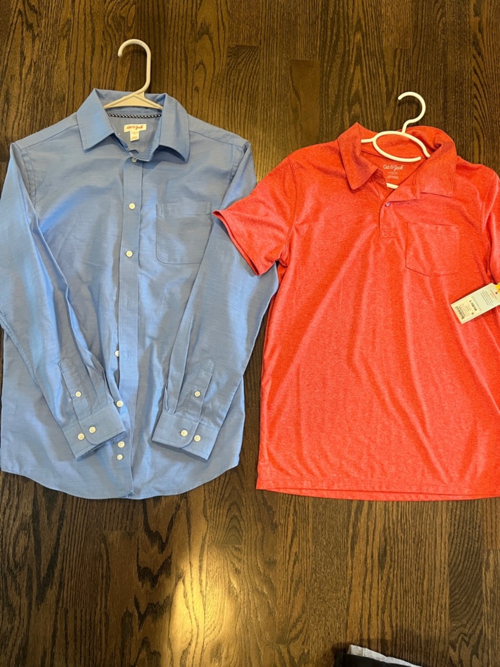 Cat & Jack Blue Button-Up Shirt and Red athletic Polo Top. Size 12/14